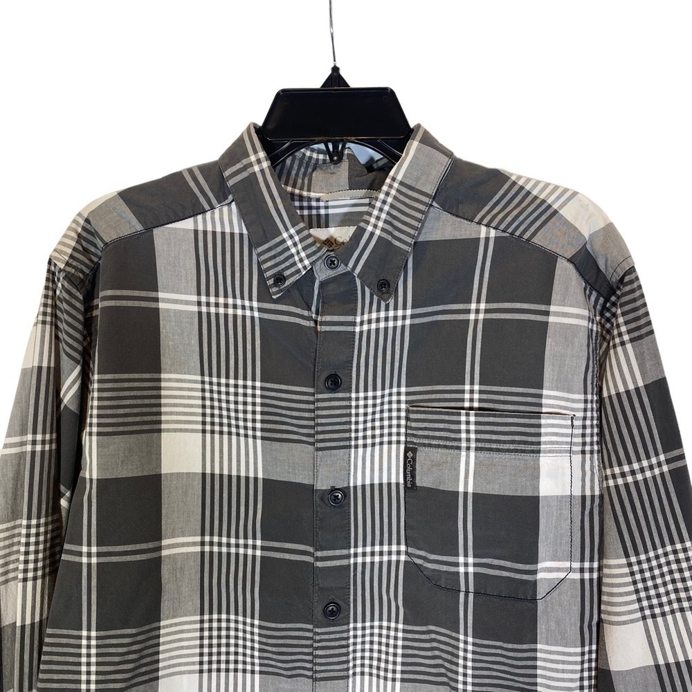 Columbia Sportswear men M casual button down long sleeve shirt washed look gray